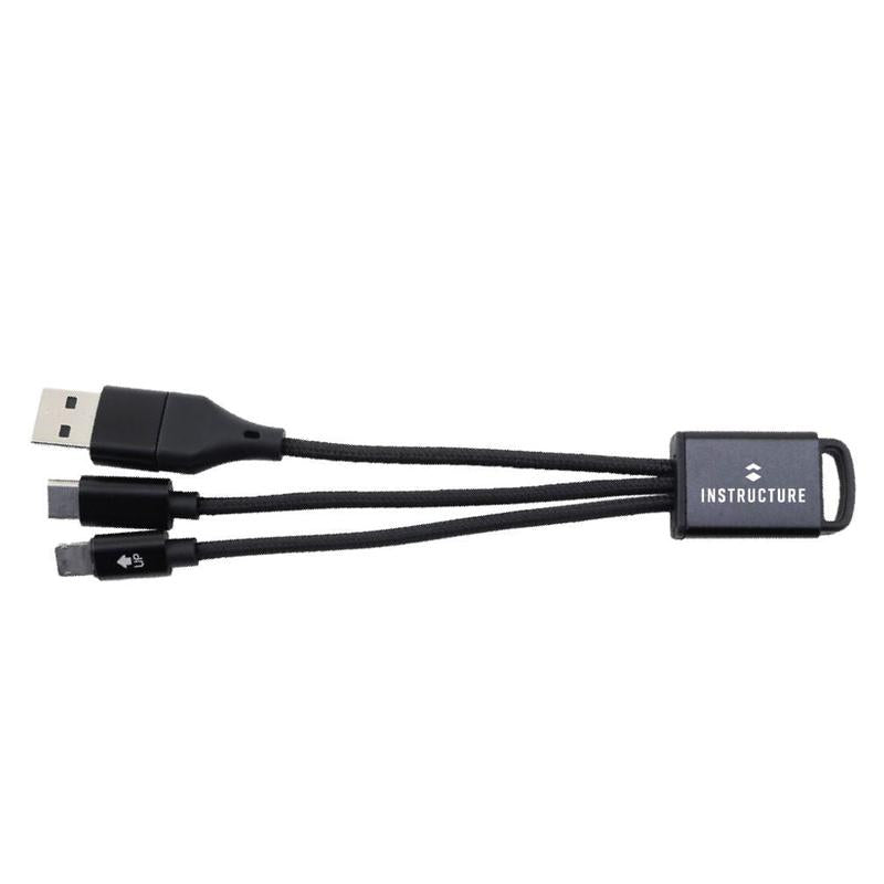 CONNECT PLUS 3-IN-1 CHARGING CABLE WITH TYPE-C INPUT - Black